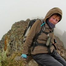 Marion on top of the central peak of Volcan Rumiñahui
